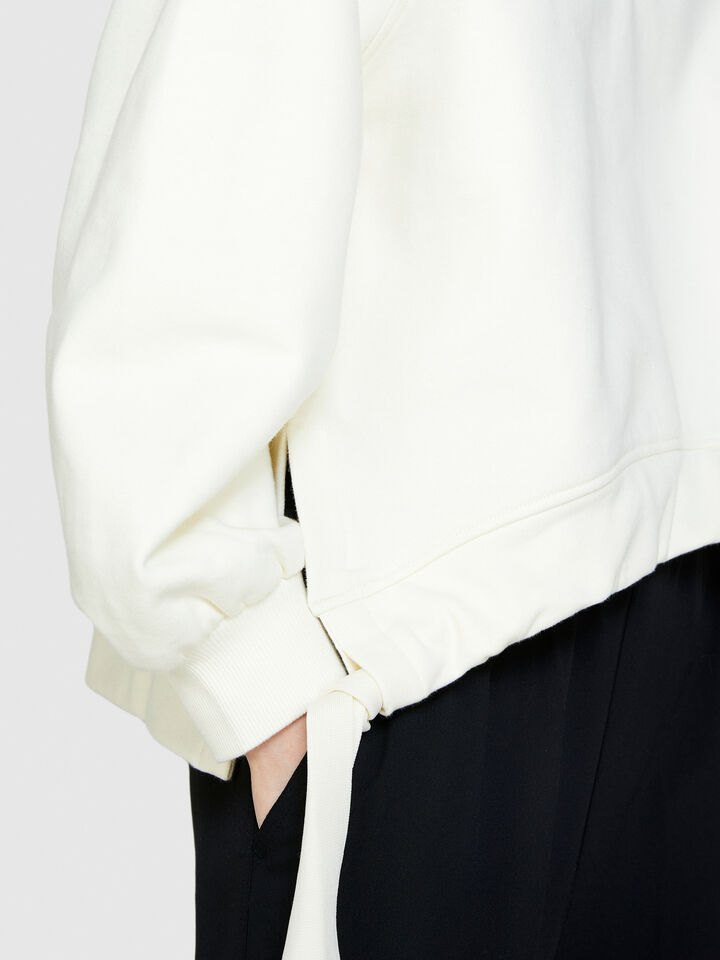 Oversized sweatshirt with drawstring - women's sweatshirts - Creamy White | Sisley image number 5
